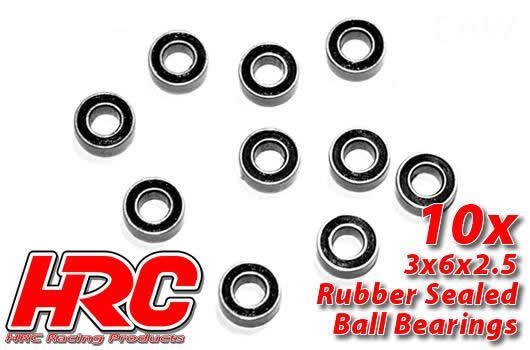HRC Racing HRC1200RS Ball Bearings - metric - 3x 6x2.5mm Rubber sealed (10 pcs)