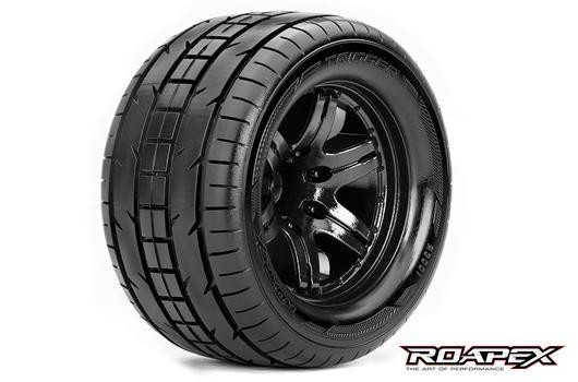 Roapex RXR3001-B2 Tires - 1:10 Monster Truck - mounted - 1:2 offset - Black wheels - 12mm Hex - Trig