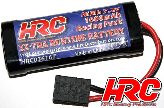 HRC Racing HRC03616T Battery - 6 cells - RC Car Micro - NiMH - 7.2V 1600mAh - TRX plug 93x35x19mm