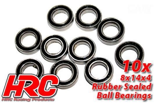 HRC Racing HRC1256RS Ball Bearings - metric - 8x14x4mm Rubber sealed (10 pcs)