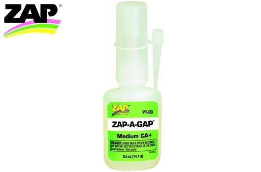 Zap ZPT03 Glue - ZAP-A-GAP - CA+ Medium - 14.1g (1:2 oz.) - tire glue