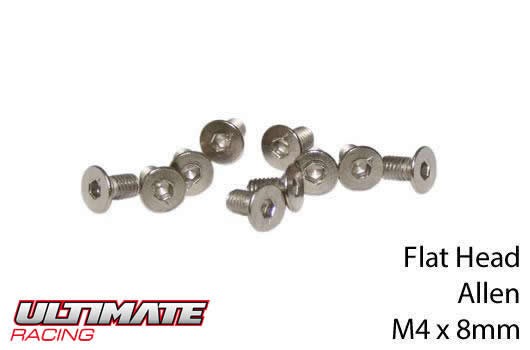 Ultimate Racing UR161408 Screws - Flat Head - Hex (Allen) - M4 x 8mm (10 pcs)