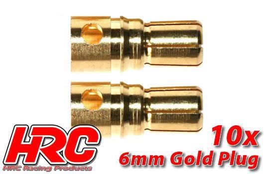 Pro-Line HRC9006M Connector - 6.0mm - Male (10 pcs) - Gold