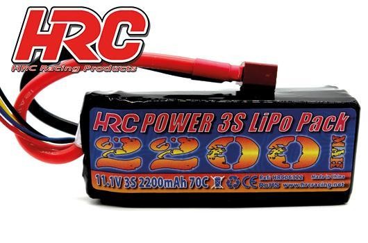 HRC Racing HRC06322D Battery - LiPo 3S - 11.1V 2200mAh 70C - No Case - HRC 2200 - Ultra T Plug - 35