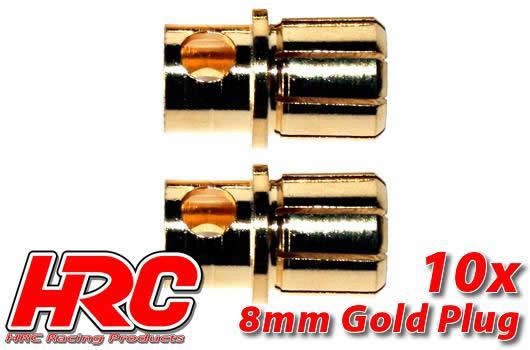 Pro-Line HRC9008M Connector - 8.0mm - Male (10 pcs) - Gold