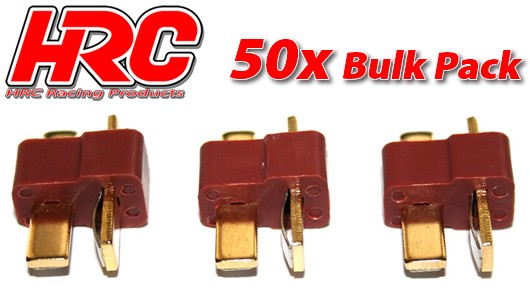 Pro-Line HRC9031C Connector - Gold - Ultra T Plug - Male (50 pcs)