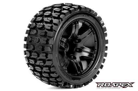 Roapex RXR2002-B0 Tires - 1:10 Stadium Truck - mounted - 0 offset - Black wheels - 12mm Hex - Tracke