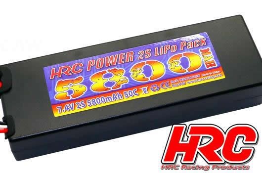 HRC Racing HRC02258D Battery - LiPo 2S - 7.4V 5800mAh 50C - Hard Case - Ultra T 46.5*25*138.5mm