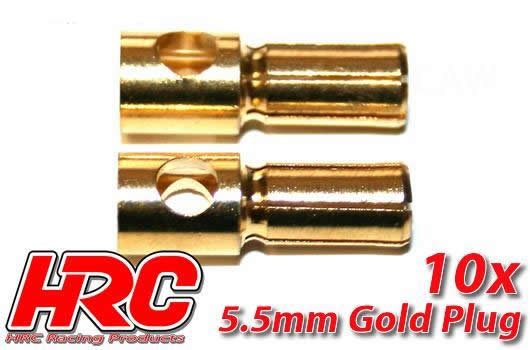 Pro-Line HRC90055M Connector - 5.5mm - Male (10 pcs) - Gold