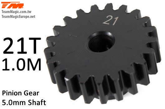 K Factory KF6602-21 Pinion Gear - 1.0M : 5mm Shaft - Steel - 21T