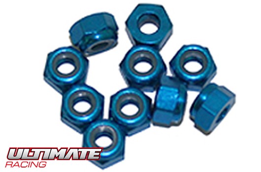 Ultimate Racing UR1512-A Nuts - M4 nyloc - Aluminum - Blue (10 pcs)