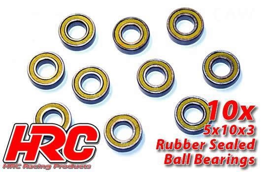 HRC Racing HRC1224RS Ball Bearings - metric - 5x10x3mm Rubber sealed (10 pcs)
