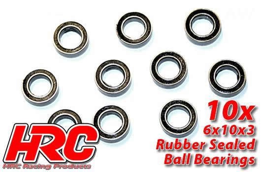 HRC Racing HRC1236RS Ball Bearings - metric - 6x10x3mm Rubber sealed (10 pcs)