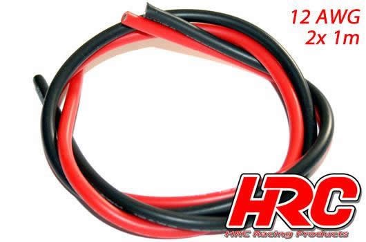 Pro-Line HRC9521B Cable - 12 AWG : 3.3mm2 - Silver (680 x 0.08) - Red and Black (1m each)