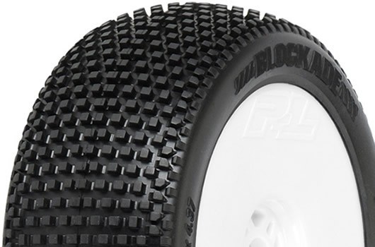 Pro-Line PRO9039033 Tires - 1:8 Buggy - mounted - Light Velocity White wheels - 17mm Hex - Blockade