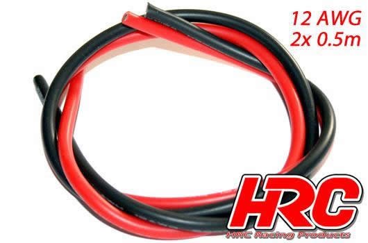 Pro-Line HRC9521 Cable - 12 AWG : 3.3mm2 - Silver (680 x 0.08) - Red and Black (0.5m each)