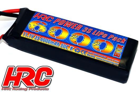 HRC Racing HRC04360D Battery - LiPo 3S - 11.1V 6000mAh 50C:100C - No Case - Slim - Ultra-T Plug 128x