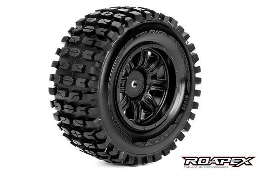 Roapex RXR1002-B Tires - 1:10 Short Course - mounted - Black wheels - 12mm Hex - Tracker (2 pcs)