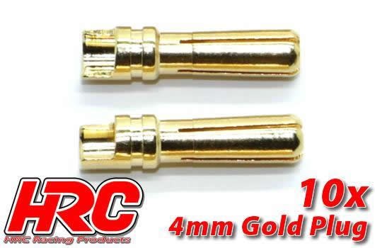 Pro-Line HRC9004M Connector - 4.0mm - Male (10 pcs) - Gold