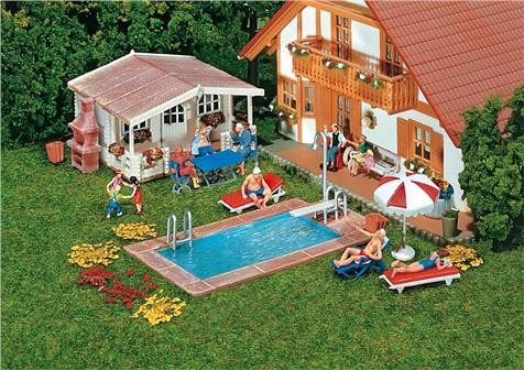 Faller 01.180542 Swimmingpool + Gartenhaus