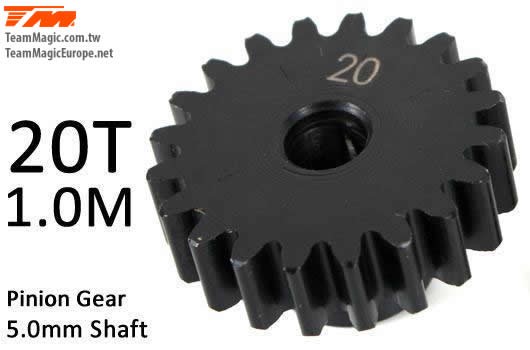 K Factory KF6602-20 Pinion Gear - 1.0M : 5mm Shaft - Steel - 20T