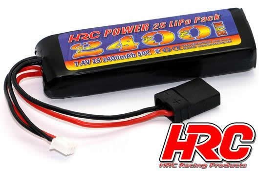HRC Racing HRC04224T Battery - LiPo 2S - 7.4V 2400mAh 50C No Case RC Car Micro - TRX Plug 97x30x20mm