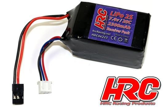 HRC Racing HRC06223HJ Battery - LiPo 2S - 7.4V 2300mAh 20C - No Case - Receiver Pack - Hump Style -