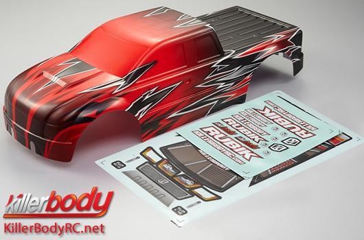 KillerBody KBD48209 Body - Monster Truck - Scale - Painted - Rubik - Knight-red pattern - fits Traxx