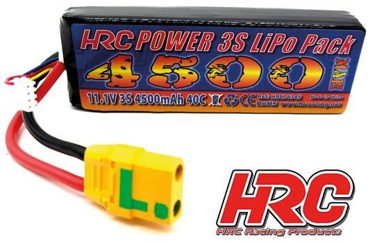 HRC Racing HRC06345XT90 Battery - LiPo 3S - 11.1V 4500mAh 40C - No Case - XT90AS - 42x25x138mm