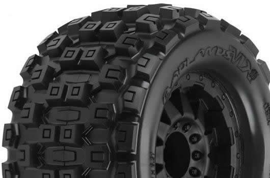 Pro-Line PRO1012713 Tires - Monster Truck - mounted - Black F-11 1:2" Offset wheels - 17mm Hex