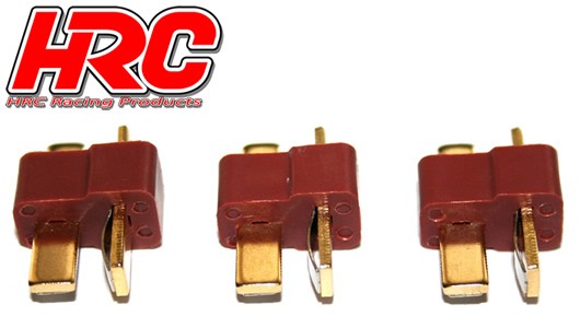 Pro-Line HRC9031A Connector - Ultra T Plug - Male (3 pcs) - Gold