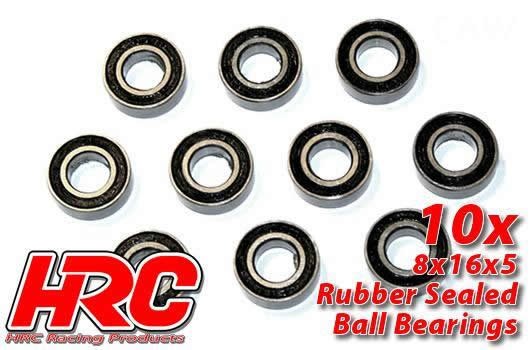 HRC Racing HRC1272RS Ball Bearings - metric - 8x16x5mm Rubber sealed (10 pcs)