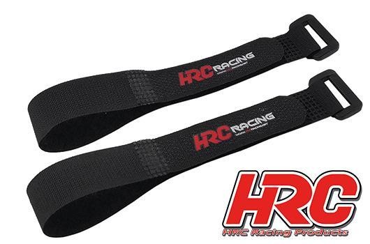 HRC Racing HRC5046A Hook and loop tape with eyelet - black with logo - 15x200mm