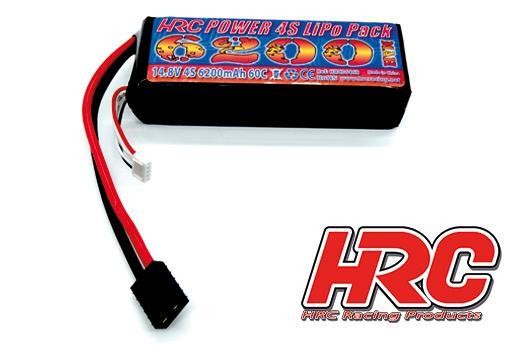 HRC Racing HRC06462T Battery - LiPo 4S - 14.8V 6200mAh 60C:100C - No Case - TRX - 35x44x135mm