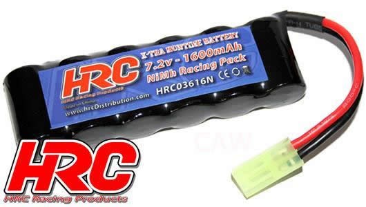 HRC Racing HRC03616N Battery - 6 cells - RC Car Micro - NiMH - 7.2V 1600mAh - Mini Tamiya plug side