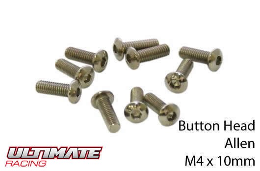 Ultimate Racing UR162410 Screws - Button Head - Hex (Allen) - M4 x 10mm (10 pcs)