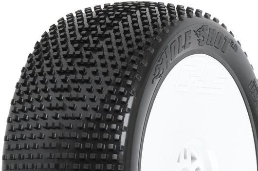 Pro-Line PRO9041233 Tires - 1:8 Buggy - mounted - V2 wheels White - 17mm Hex - Hole Shot 2.0 S3 (sof