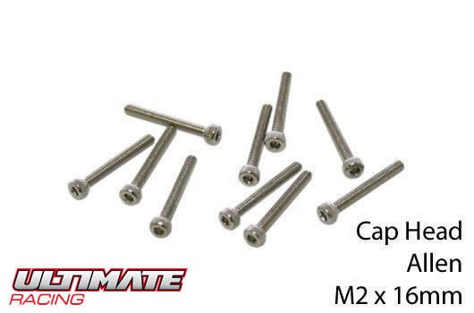 Ultimate Racing UR163216 Screws - Cap Head - Hex (Allen) - M2 x 16mm (10 pcs)