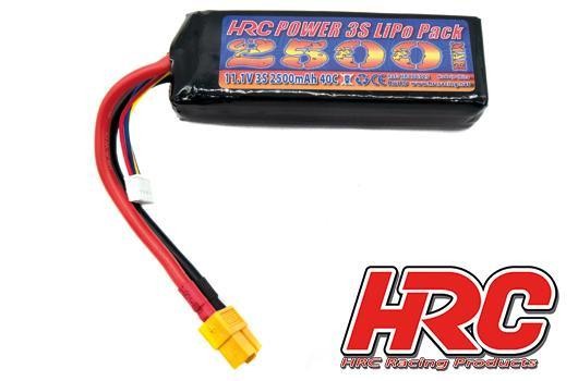 HRC Racing HRC06325X Battery - LiPo 3S - 11.1V 2500mAh 40C - No Case - XT60 - 102x35x24mm