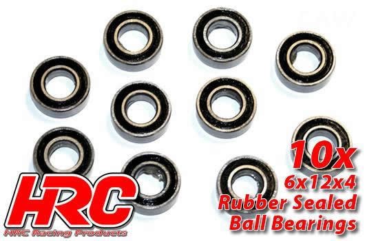 HRC Racing HRC1244RS Ball Bearings - metric - 6x12x4mm Rubber sealed (10 pcs)