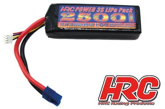 HRC Racing HRC06325E Battery - LiPo 3S - 11.1V 2500mAh 40C - No Case - EC3 - 102x35x24mm