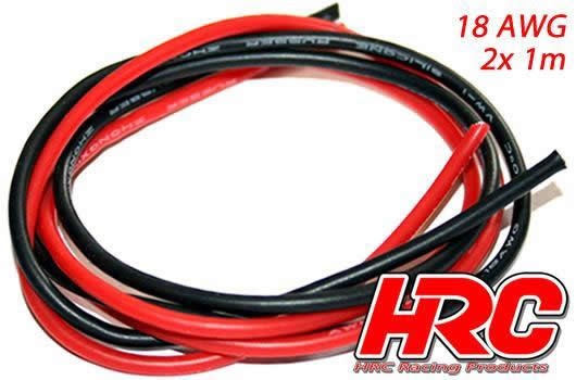 Pro-Line HRC9551B Cable - 18 AWG : 0.8mm2 - Silver (150 x 0.08) - Red and Black (1m each)