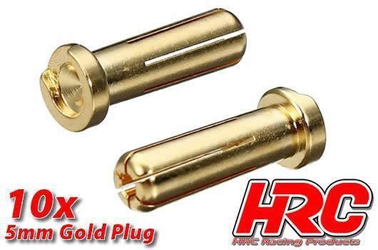 Pro-Line HRC9005LB Connector - 5.0mm - Male Low Profile (10 pcs) - Gold