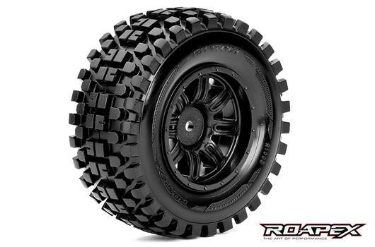 Roapex RXR1003-B Tires - 1:10 Short Course - mounted - Black wheels - 12mm Hex - Rhythm (2 pcs)