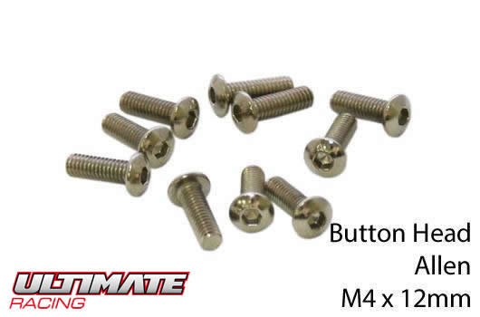 Ultimate Racing UR162412 Screws - Button Head - Hex (Allen) - M4 x 12mm (10 pcs)