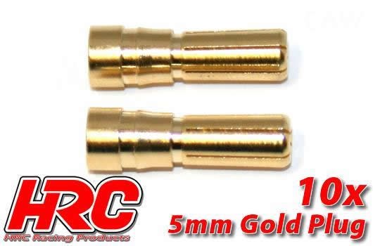 Pro-Line HRC9005M Connector - 5.0mm - Male (10 pcs) - Gold