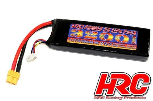 HRC Racing HRC06332X Battery - LiPo 3S - 11.1V 3200mAh 40C - No Case - XT60 Plug 131x44x20mm