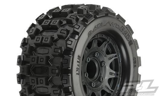 Pro-Line PRO1012510 Tires - 1:10 Truck - 2.8" - mounted - Raid Black Wheels - 6x30 Hex - Badlan