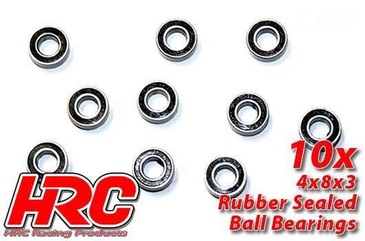 HRC Racing HRC1208RS Ball Bearings - metric - 4x 8x3mm Rubber sealed (10 pcs)