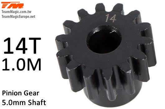 K Factory KF6602-14 Pinion Gear - 1.0M : 5mm Shaft - Steel - 14T